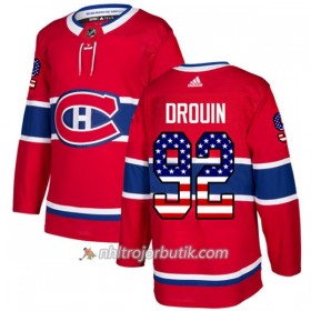 Män Ishockey Montreal Canadiens Tröja Jonathan Drouin 92 Adidas 2017-2018 Röd USA Flag Fashion Authentic